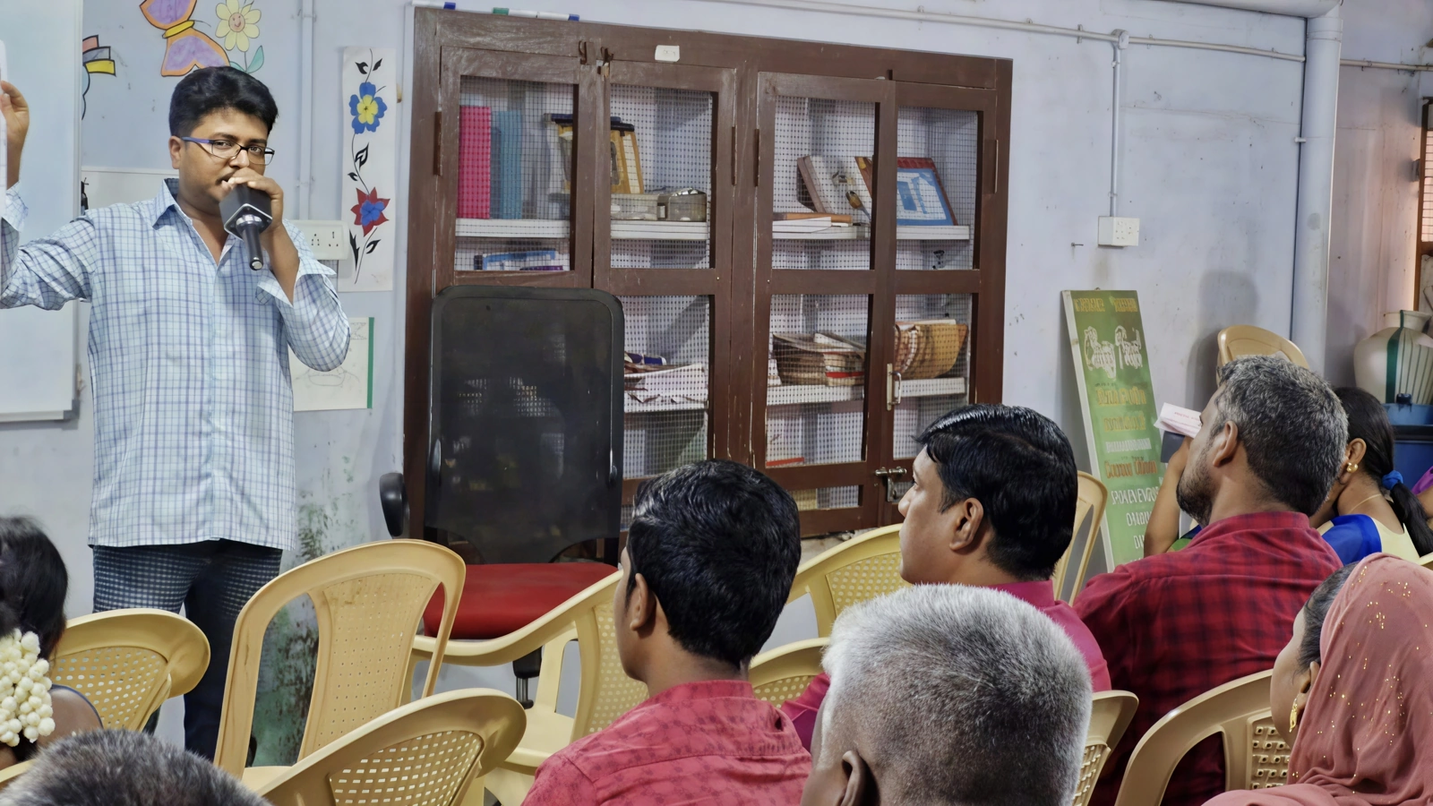 Student receiving trophy